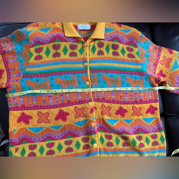 Vtg ‘80s United Colors of Benetton Made in Italy 100% Cotton Colorful Cardigan - Picture 5 of 14